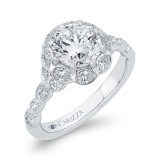 Shah Luxury 14K White Gold Round Cut Diamond Halo Engagement Ring (Semi-Mount) photo 2