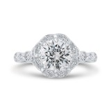 Shah Luxury 14K White Gold Round Cut Diamond Halo Engagement Ring (Semi-Mount) photo