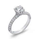 Shah Luxury 14K White Gold Round Diamond Engagement Ring (Semi-Mount) photo 2