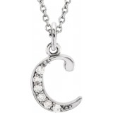 14K White .03 CTW Diamond Lowercase Initial c 16 Necklace photo