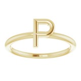 14K Yellow Initial P Ring photo 3