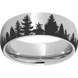 Serinium Domed Band with Pine Tree Laser Engraving photo