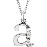 14K White .025 CTW Diamond Lowercase Initial a 16 Necklace photo