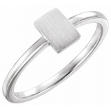 14K White 7x5 mm Rectangle Signet Ring photo