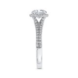 Shah Luxury 14K White Gold Round Diamond Halo Engagement Ring with Split Shank (Semi-Mount) photo 3