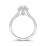 Shah Luxury 14K White Gold Round Diamond Halo Engagement Ring with Split Shank (Semi-Mount) photo 4