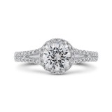 Shah Luxury 14K White Gold Round Diamond Halo Engagement Ring with Split Shank (Semi-Mount) photo