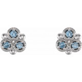 14K White Aquamarine Three-Stone Earrings photo 2