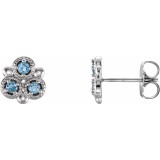 14K White Aquamarine Three-Stone Earrings photo