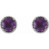 14K White Amethyst Rope Earrings photo 2