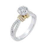 Shah Luxury 14K Tow-Tone Gold Round Diamond Engagement Ring with Split Shank (Semi-Mount) photo 2