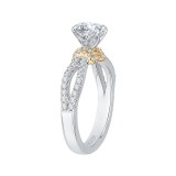 Shah Luxury 14K Tow-Tone Gold Round Diamond Engagement Ring with Split Shank (Semi-Mount) photo 3