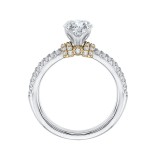 Shah Luxury 14K Tow-Tone Gold Round Diamond Engagement Ring with Split Shank (Semi-Mount) photo 4