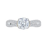 Shah Luxury 14K Tow-Tone Gold Round Diamond Engagement Ring with Split Shank (Semi-Mount) photo