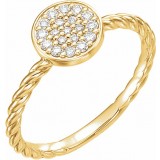 14K Yellow 1/6 CTW Diamond Cluster Rope Ring photo