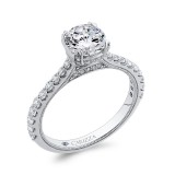 Shah Luxury Round Diamond Engagement Ring In 14K White Gold (Semi-Mount) photo 2