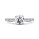 Shah Luxury Round Diamond Engagement Ring In 14K White Gold (Semi-Mount) photo