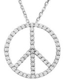 14K White 1/3 CTW Diamond Tiny Peace Sign 16 Necklace photo