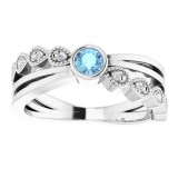 14K White Aquamarine & .05 CTW Diamond Ring photo 3