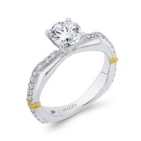 Shah Luxury 14K Two-Tone Gold Round Diamond Engagement Ring with Euro Shank (Semi-Mount) photo 2