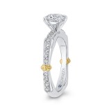 Shah Luxury 14K Two-Tone Gold Round Diamond Engagement Ring with Euro Shank (Semi-Mount) photo 3