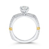 Shah Luxury 14K Two-Tone Gold Round Diamond Engagement Ring with Euro Shank (Semi-Mount) photo 4