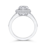 Shah Luxury 14K White Gold Pear Diamond Halo Engagement Ring with Split Shank (With Center) photo 4