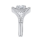 Shah Luxury 14K White Gold Oval Diamond Halo Engagement Ring with Split Shank (Semi-Mount) photo 2