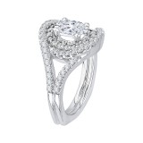 Shah Luxury 14K White Gold Oval Diamond Halo Engagement Ring with Split Shank (Semi-Mount) photo 3