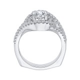 Shah Luxury 14K White Gold Oval Diamond Halo Engagement Ring with Split Shank (Semi-Mount) photo 4