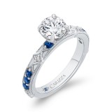 Shah Luxury 14K White Gold Round Diamond and Sapphire Engagement Ring (Semi-Mount) photo 2