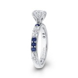 Shah Luxury 14K White Gold Round Diamond and Sapphire Engagement Ring (Semi-Mount) photo 3
