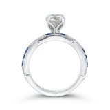 Shah Luxury 14K White Gold Round Diamond and Sapphire Engagement Ring (Semi-Mount) photo 4