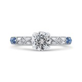 Shah Luxury 14K White Gold Round Diamond and Sapphire Engagement Ring (Semi-Mount) photo