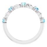 14K White Aquamarine Stackable Link Ring photo 2