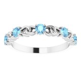 14K White Aquamarine Stackable Link Ring photo 3