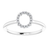 14K White .06 CTW Diamond Initial O Ring photo 3