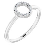 14K White .06 CTW Diamond Initial O Ring photo