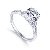 Gabriel & Co. 14k White Gold Victorian Straight Engagement Ring photo 3