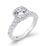 Shah Luxury 14K White Gold Round Diamond Halo Engagement Ring (Semi-Mount) photo 2