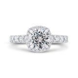 Shah Luxury 14K White Gold Round Diamond Halo Engagement Ring (Semi-Mount) photo