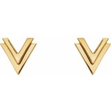 14K Yellow 8 mm Double V Earrings photo 2