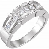 14K White 3/4 CTW Diamond Accented Men's Ring photo