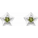 14K White 3 mm Round August Youth Star Birthstone Earrings photo 2