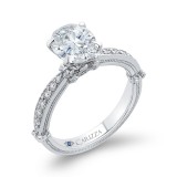 Shah Luxury 14K White Gold Oval Diamond Engagement Ring (Semi-Mount) photo 2