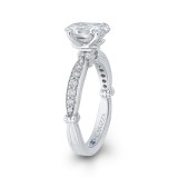 Shah Luxury 14K White Gold Oval Diamond Engagement Ring (Semi-Mount) photo 3