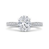 Shah Luxury 14K White Gold Oval Diamond Engagement Ring (Semi-Mount) photo