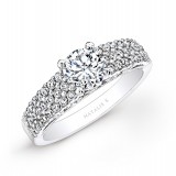 18k White Gold Pave Bezel Set White Diamond Engagement Ring photo