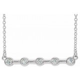 14K White 1/6 CTW Diamond Bezel-Set Bar 16 Necklace photo