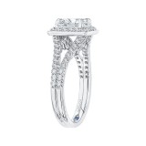 Shah Luxury 14K White Gold Princess Diamond Halo Engagement Ring with Split Shank (Semi-Mount) photo 2